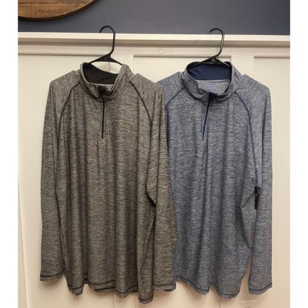 Lot‎ of 2 TGW Golf 1/4 Zip Performance Pullovers Mens Size 2XL, Gray and Blue